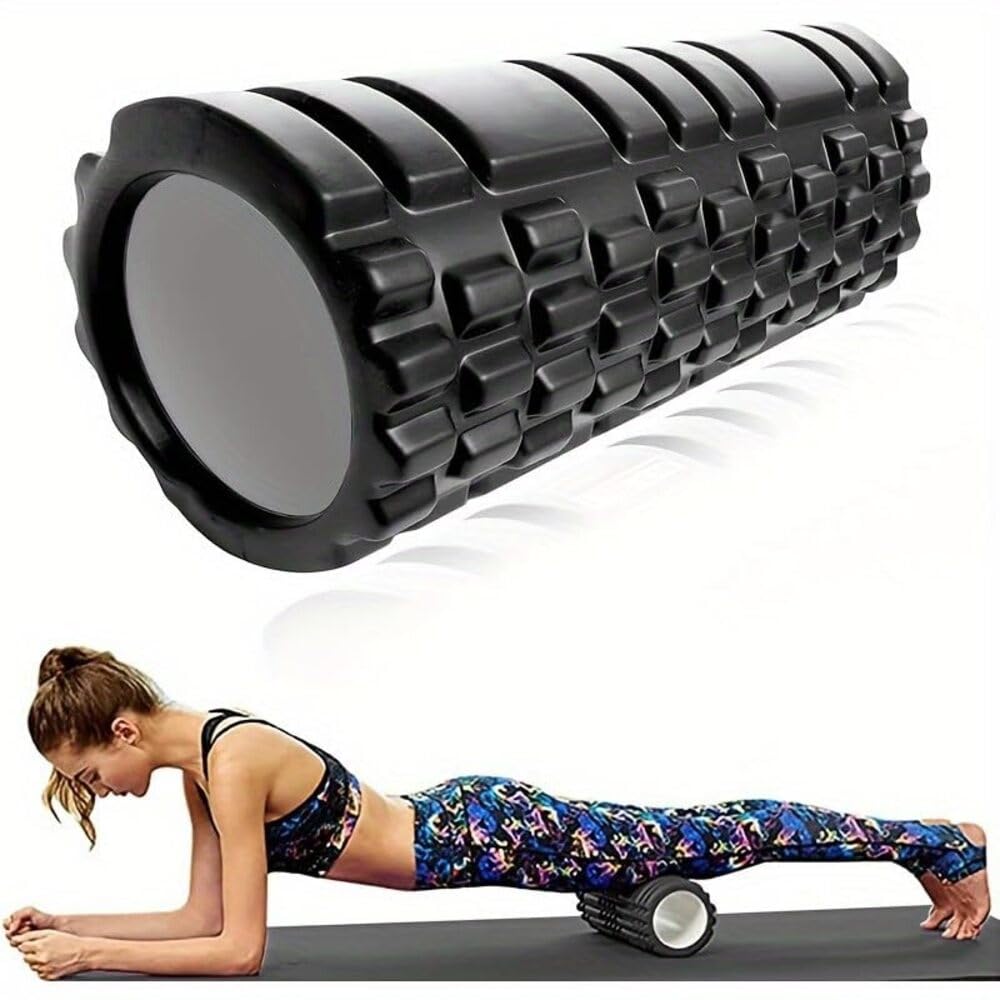 Black EVA Foam Roller – High-Density Trigger-Point Muscle Massager for Deep Tissue, Post-Workout Recovery & Daily Body Care