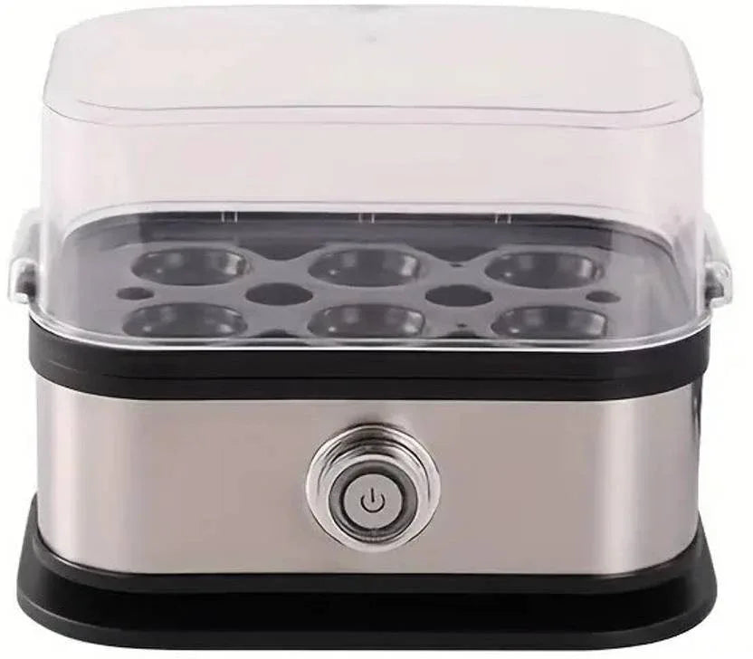 Compact Stainless Steel Electric Egg Cooker & Food Steamer – 6-Egg Breakfast Maker with Auto Shut-Off - Shopeleven