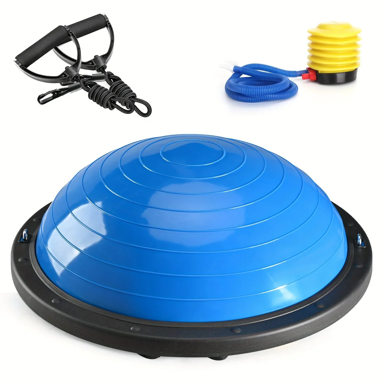 Medium Inflatable Balance Trainer Ball with Straps & Accessories – Half-Ball Stability, Core & Strength Trainer (Indoor/Outdoor) - Shopeleven