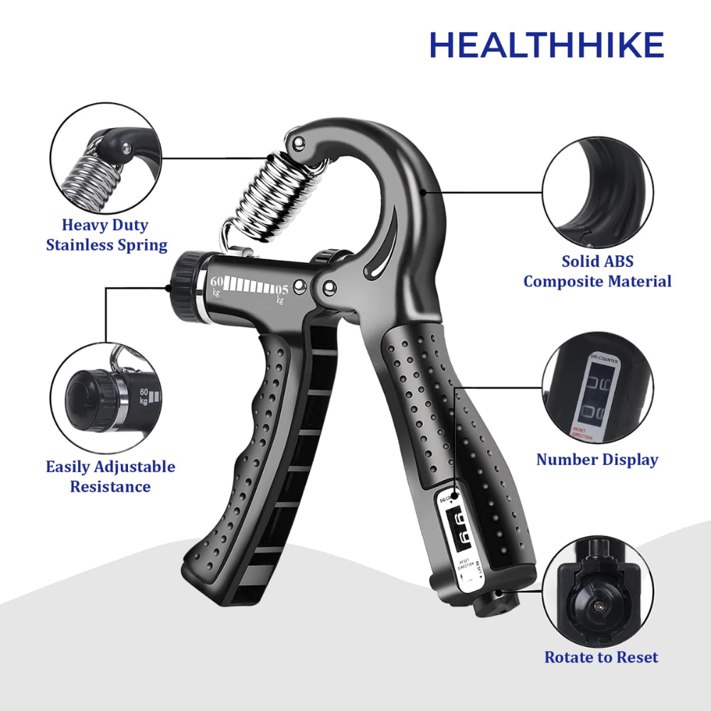 Heavy-Duty Adjustable Hand Gripper (10–60 kg / 22–132 lbs) – Portable Forearm & Grip Strength Trainer