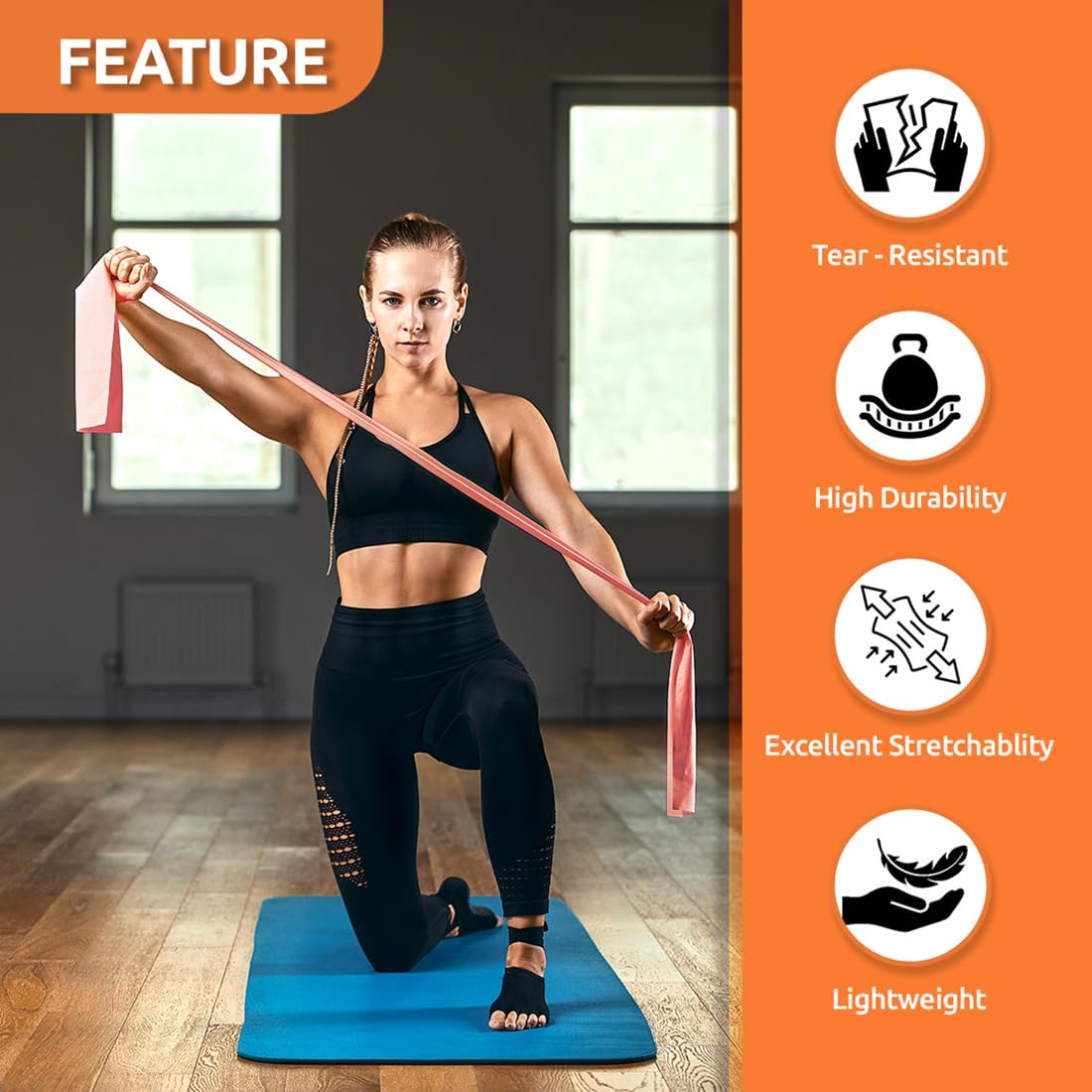 Advanced Yoga Stretching Band - Suitable for full body exercises, stretching bands, yoga exercises, Pilates, and stretching. Ideal for exercise, fitness, resistance bands, elastic bands, and yoga bands with strength and flexibility