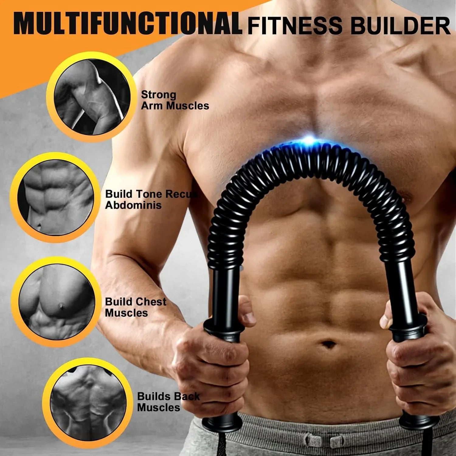 Heavy-Duty Adjustable Spring Arm Exerciser Power Twister – Chest, Arms & Forearm Strength Training Bar - Shopeleven