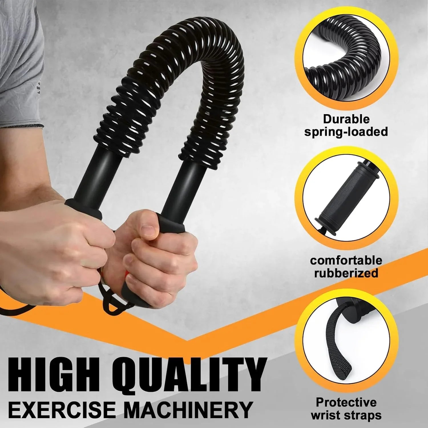 Heavy-Duty Adjustable Spring Arm Exerciser Power Twister – Chest, Arms & Forearm Strength Training Bar - Shopeleven