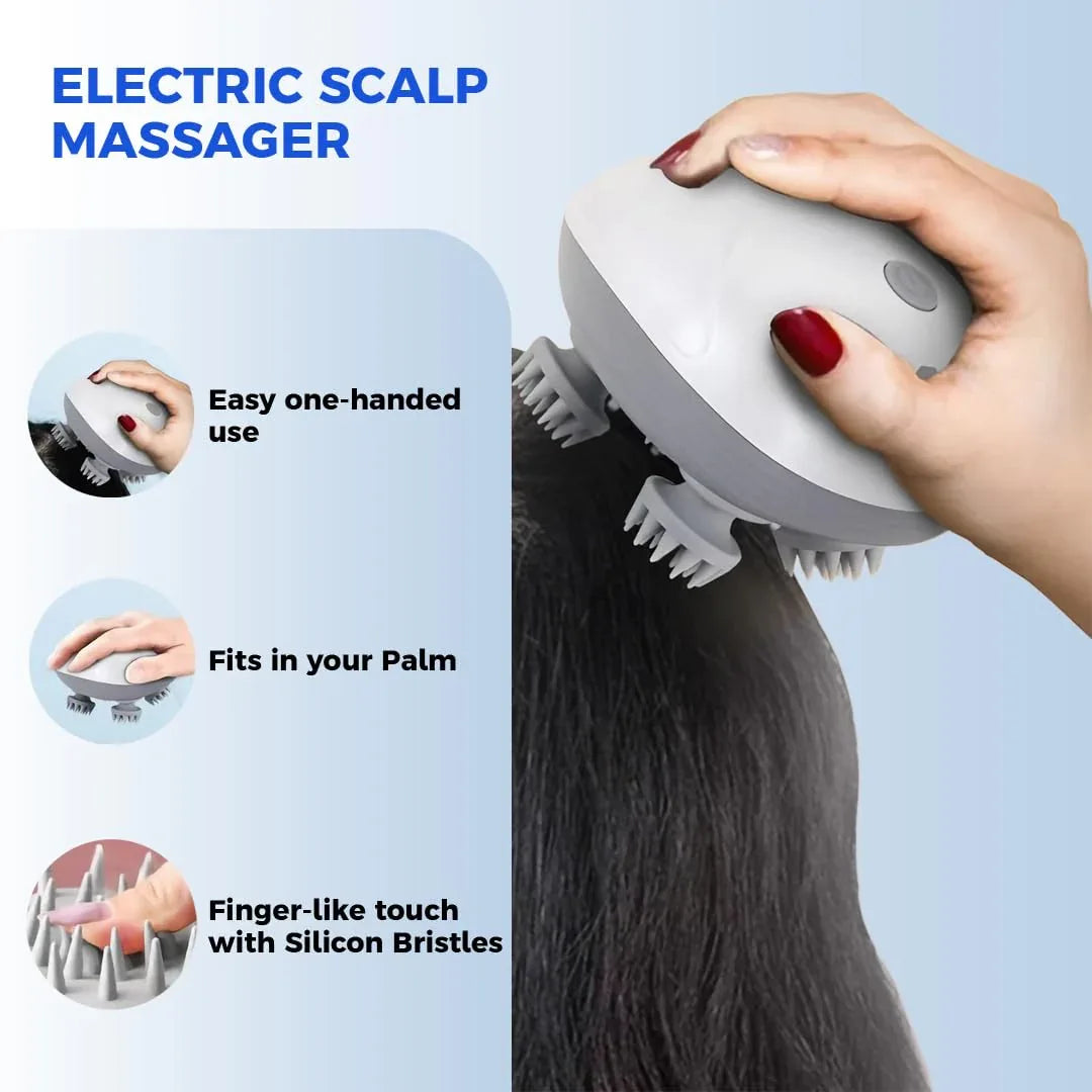 Portable Electric Scalp Massager – Rechargeable Head & Body Massager for Wet & Dry Use, Deep Cleaning & Relaxation - Shopeleven