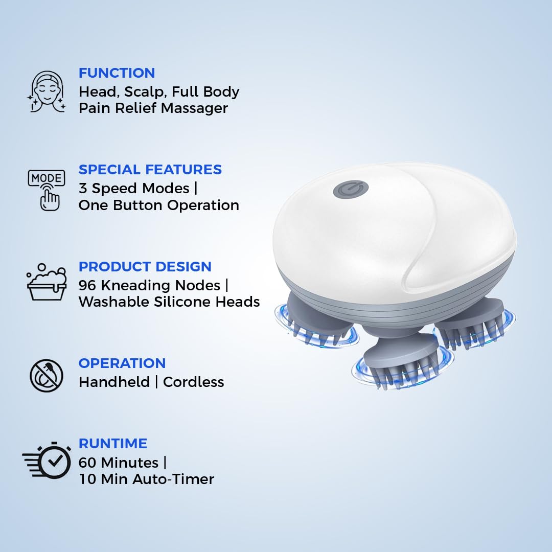Portable Electric Scalp Massager – Rechargeable Head & Body Massager for Wet & Dry Use, Deep Cleaning & Relaxation
