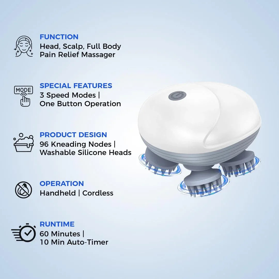 Portable Electric Scalp Massager – Rechargeable Head & Body Massager for Wet & Dry Use, Deep Cleaning & Relaxation - Shopeleven