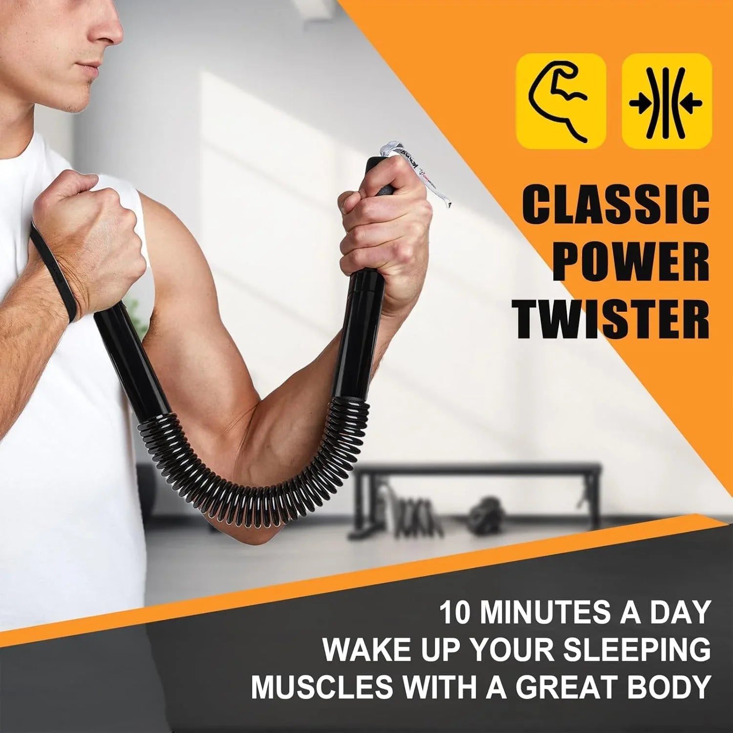 Heavy-Duty Adjustable Spring Arm Exerciser Power Twister – Chest, Arms & Forearm Strength Training Bar - Shopeleven