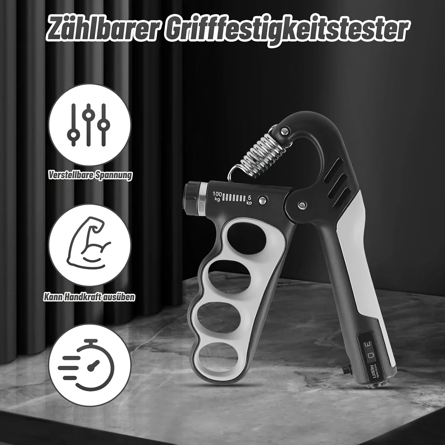 Adjustable Grip Strengthener (11–220 lb / 5–100 kg) – Heavy‑Duty Hand & Forearm Exerciser with Built‑In Counter, Non‑Slip Design - Shopeleven