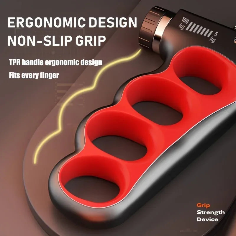 Adjustable Grip Strengthener (11–220 lb / 5–100 kg) – Heavy‑Duty Hand & Forearm Exerciser with Built‑In Counter, Non‑Slip Design - Shopeleven