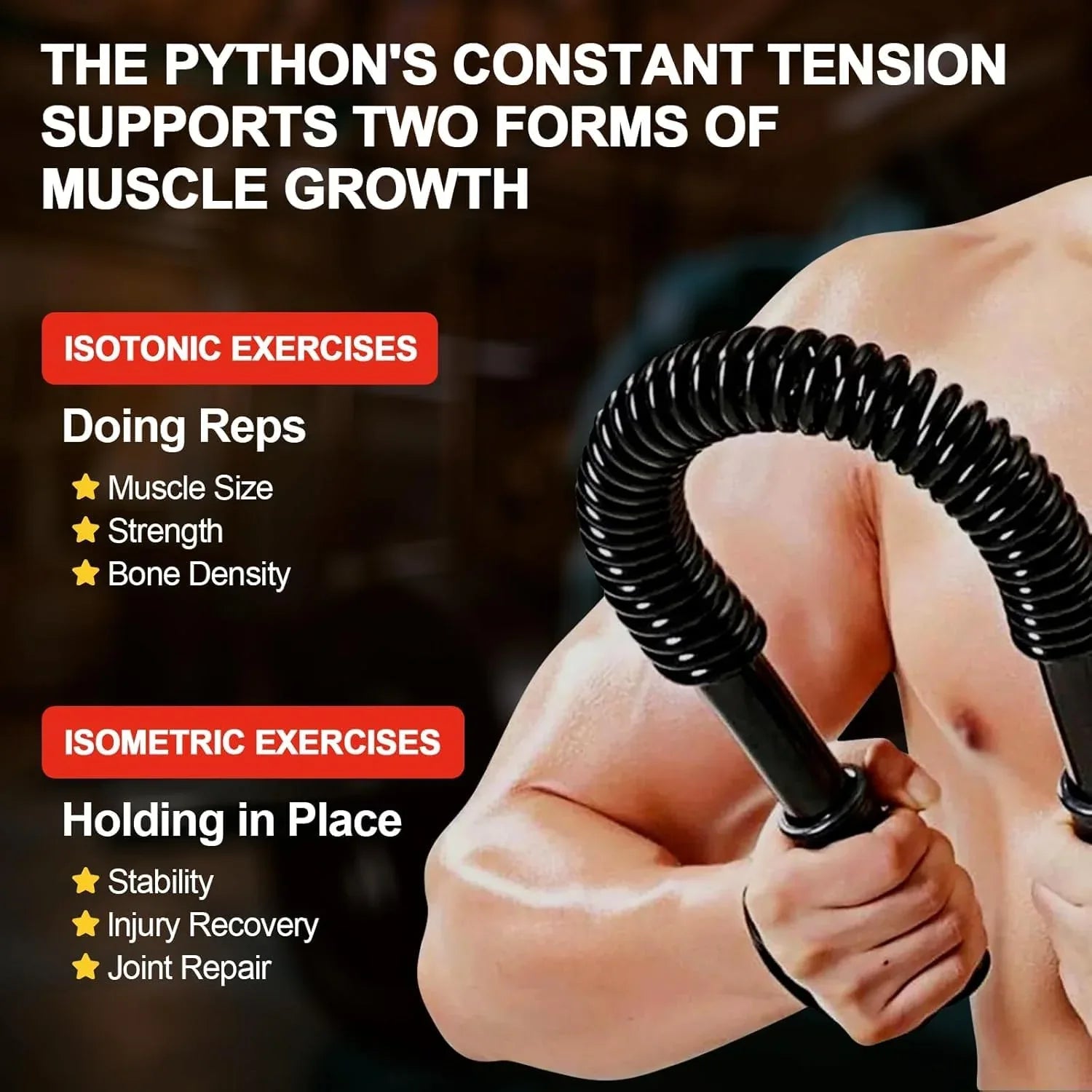 Heavy-Duty Adjustable Spring Arm Exerciser Power Twister – Chest, Arms & Forearm Strength Training Bar - Shopeleven