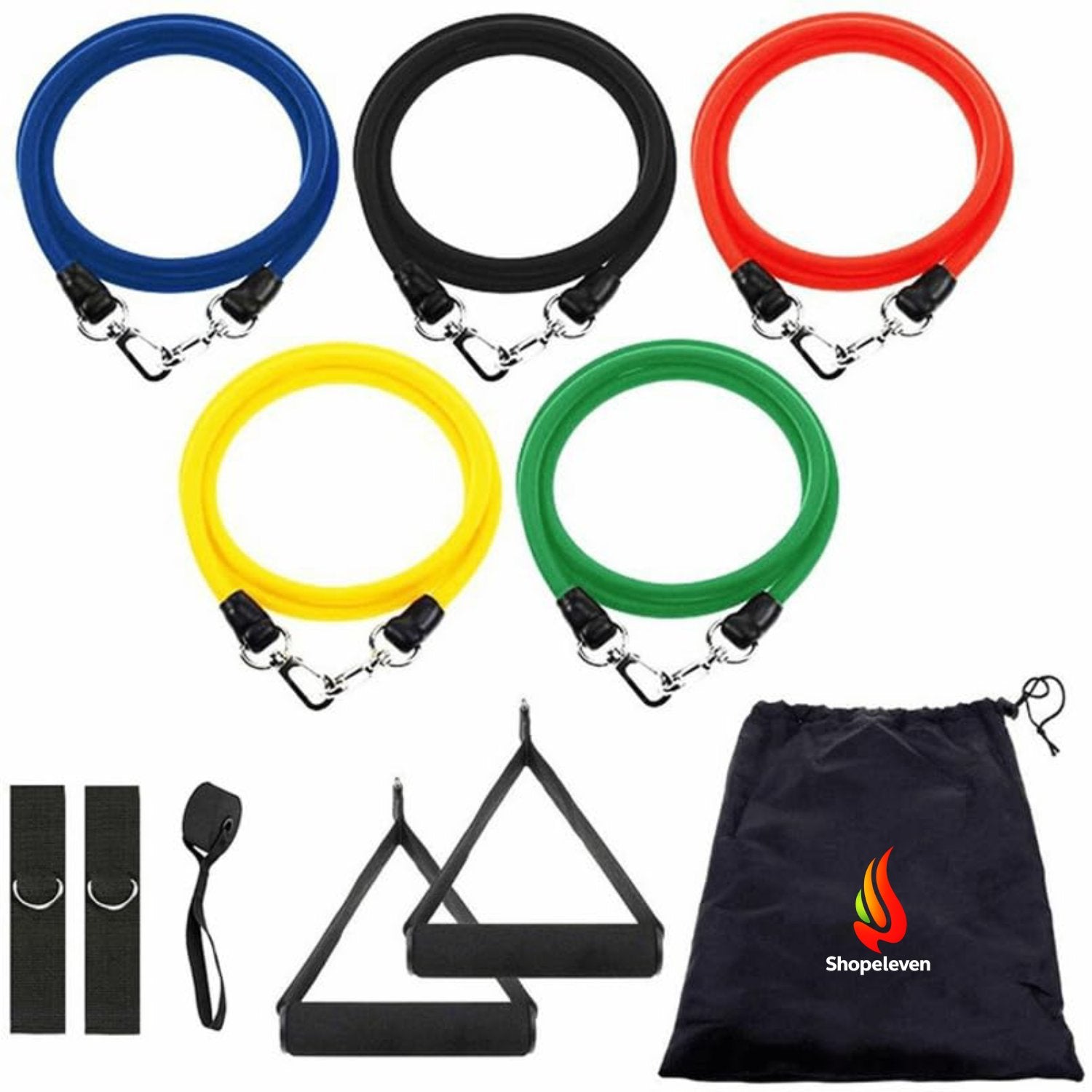 Premium 11-in-1 Exercise Band Set – Fitness Resistance Tubes with Handles, Door Anchor, Ankle Strap & Travel Bag