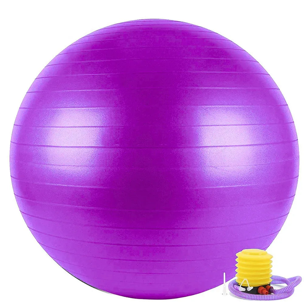 Heavy-Duty Inflatable Exercise Ball with Pump | PVC Yoga & Balance Ball for Core Strength, Pilates, Prenatal Fitness & Home Gym - Shopeleven