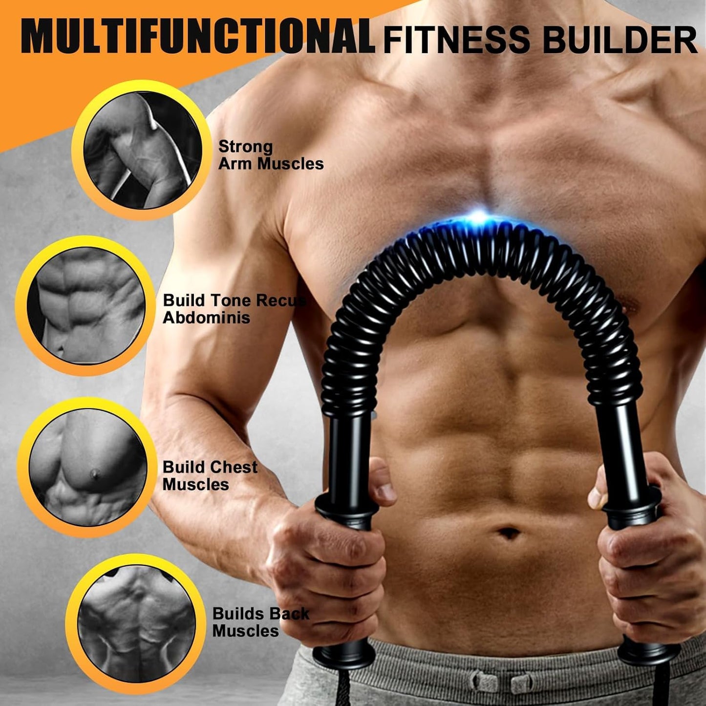 Heavy-Duty Adjustable Spring Arm Exerciser Power Twister – Chest, Arms & Forearm Strength Training Bar