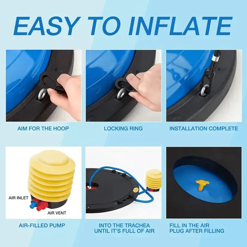 Medium Inflatable Balance Trainer Ball with Straps & Accessories – Half-Ball Stability, Core & Strength Trainer (Indoor/Outdoor)