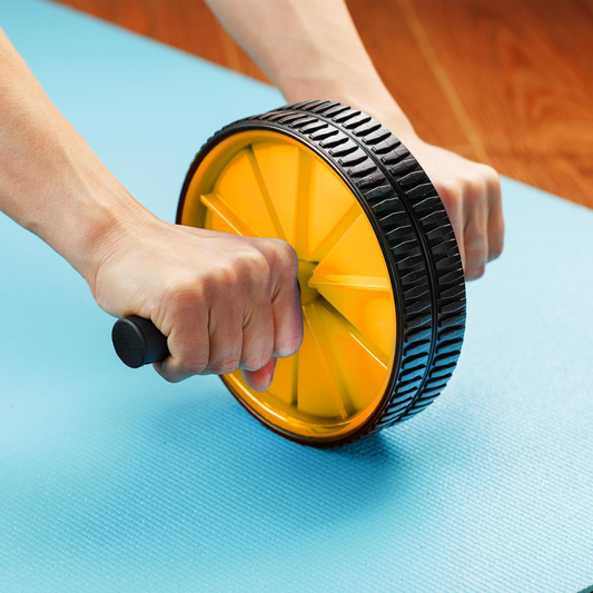 Abs Roller for Men & Women Ultimate Gym Roller for Effective Abs Workout Home Workout, Gym Ab Roller Workout Equipment for Abdominal Ab Roller Home Exercise Mat -Yellow Black