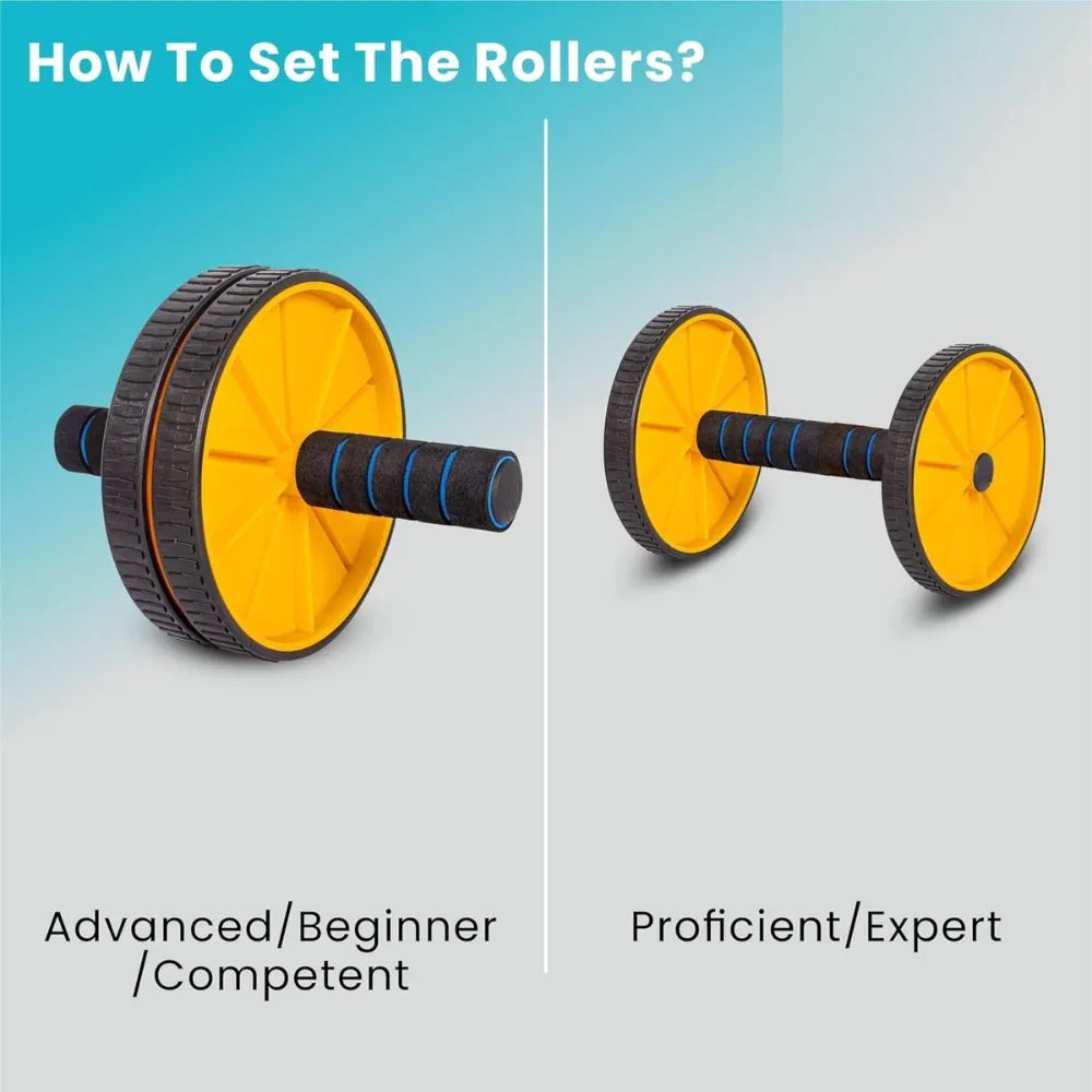 Abs Roller for Men & Women Ultimate Gym Roller for Effective Abs Workout Home Workout, Gym Ab Roller Workout Equipment for Abdominal Ab Roller Home Exercise Mat -Yellow Black - Shopeleven