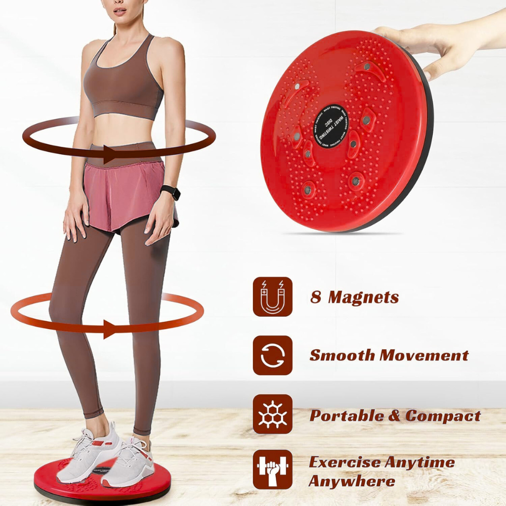 Tummy Twister, Tummy Trimmer, Abs Roller & Shaper, Exercise Machine, Non-Slip Surface, Red