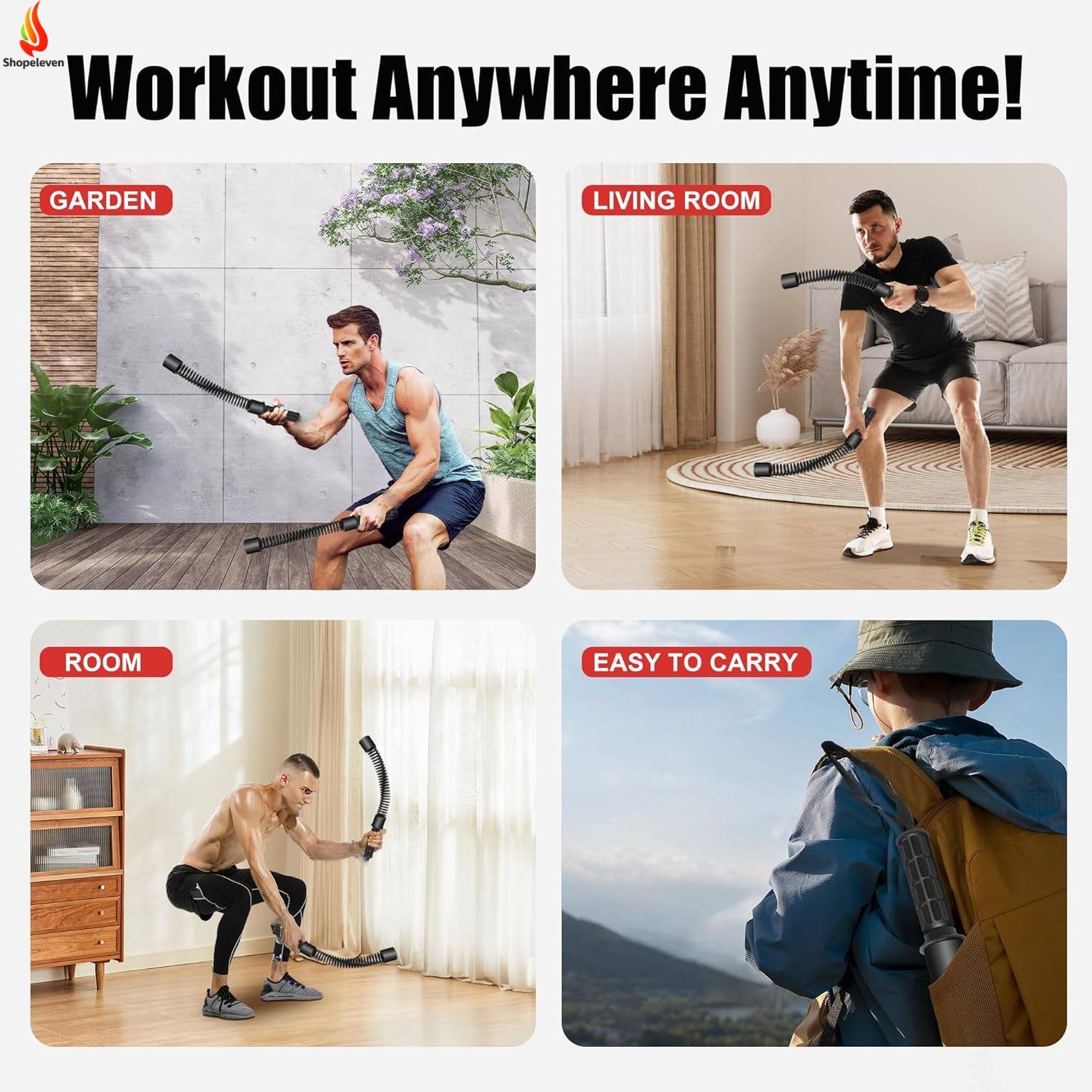 Ropeless Battle Rope for Home & Gym | Full Body Workout, Cardio, Strength Training | Portable Fitness Tool for Fit, Crossfit, Core & Endurance (Black)