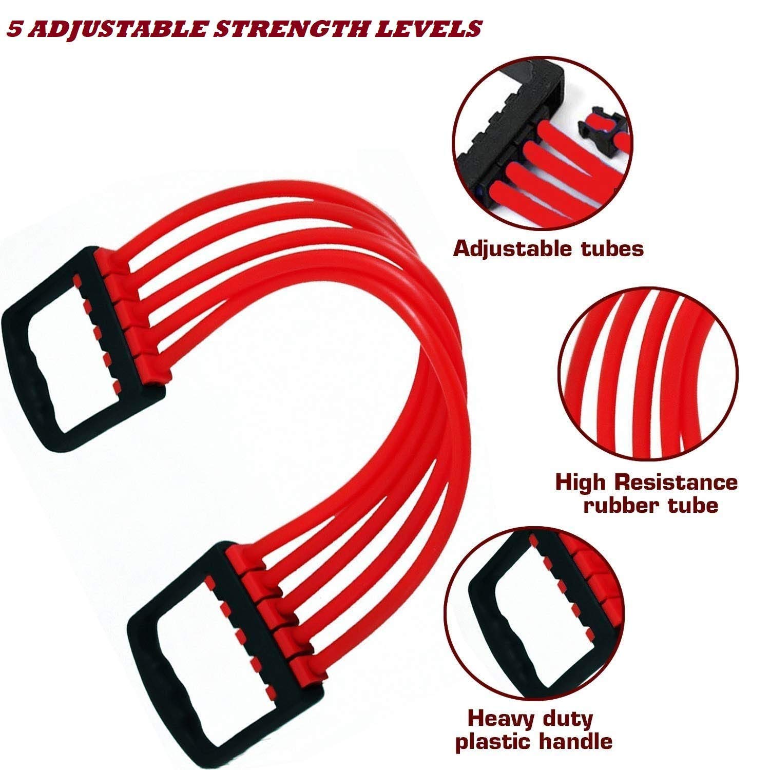 Adjustable Multi-Function 5 Rubber Tubes Chest Expander/Rubber Rope/Chest Flexor/Muscle Pulling Exerciser/Muscle Workout Stretcher Home