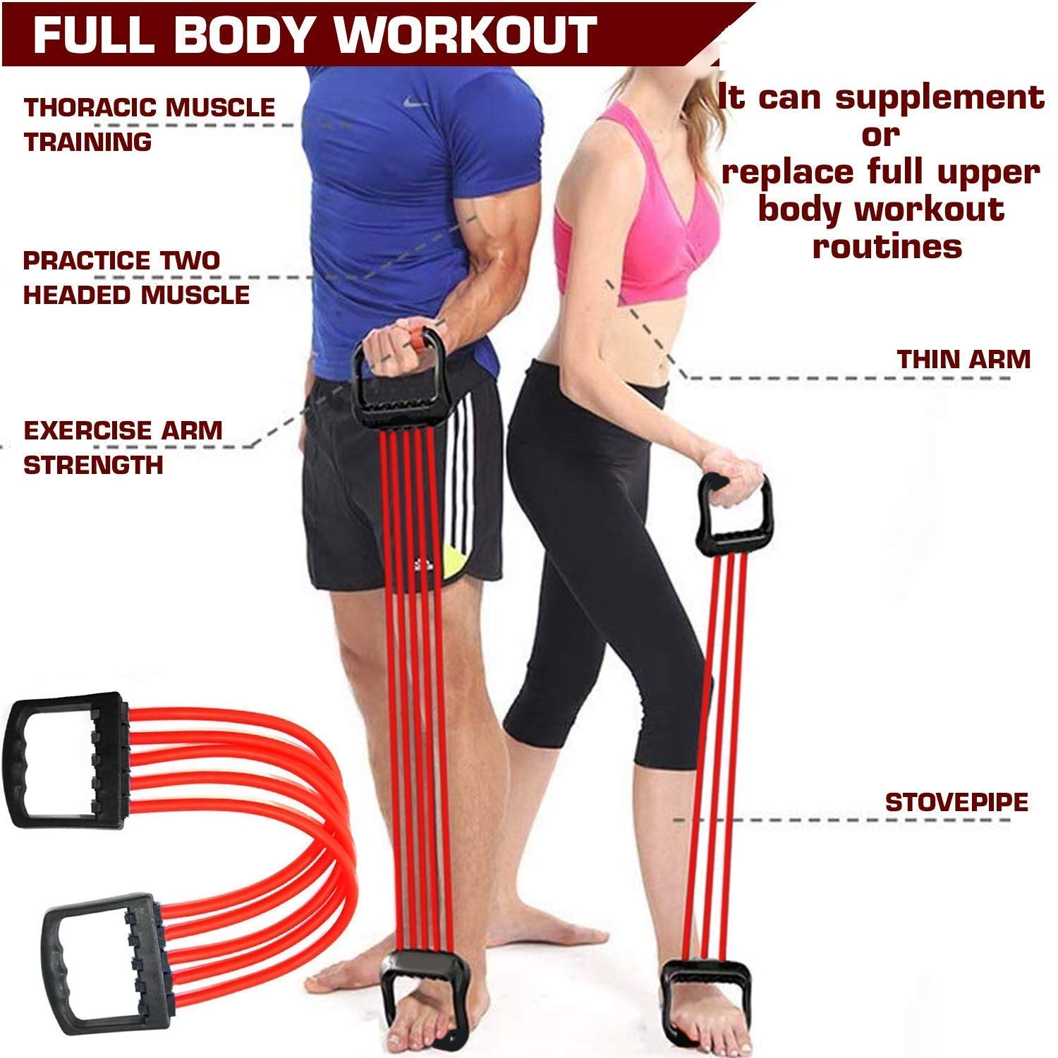 Adjustable Multi-Function 5 Rubber Tubes Chest Expander/Rubber Rope/Chest Flexor/Muscle Pulling Exerciser/Muscle Workout Stretcher Home