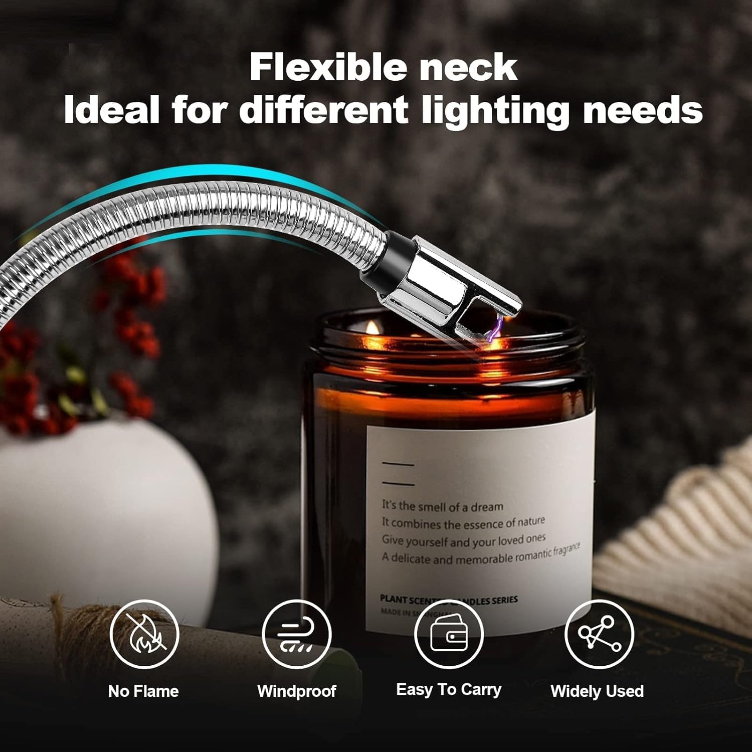 Rechargeable Electric Gas Lighter for Kitchen, Lighter for Gas Stove, Candles, Pooja, C-Type USB, Kitchen Tools, Multi Purpose 360° Flexible & Windproof