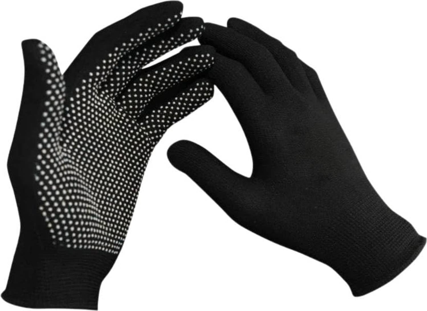 Cricket Gloves, Dotted Black Gloves, Dotted Cotton Gloves Help for Cricket Bating and Full grriping