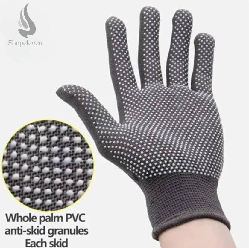 Cricket Gloves, Dotted Black Gloves, Dotted Cotton Gloves Help for Cricket Bating and Full grriping