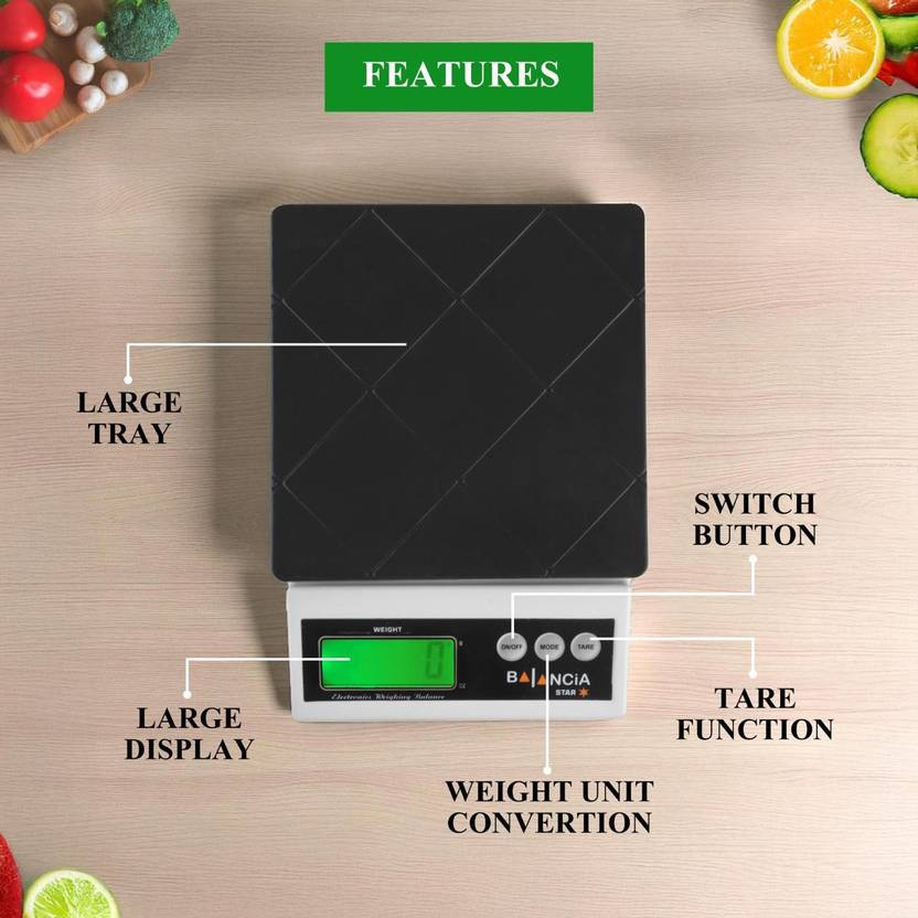 Digital Kitchen & Coffee Scale (0.1 g Precision, 10 kg Capacity) – Multi-Function Food & Baking Scale with Timer