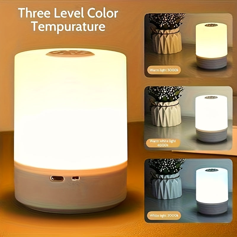 Shopeleven Touch Control LED Night Light Table Lamp, USB Rechargeable, Dimmable, with Remote Control, Plastic, White, for Bedroom, Living Room and Study (Night Light)