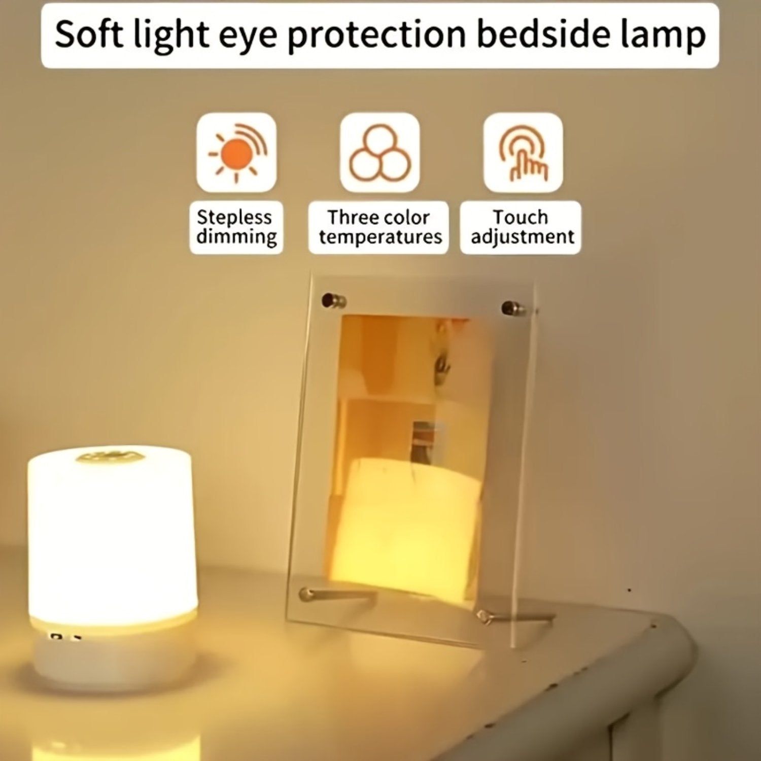 Shopeleven Touch Control LED Night Light Table Lamp, USB Rechargeable, Dimmable, with Remote Control, Plastic, White, for Bedroom, Living Room and Study (Night Light)